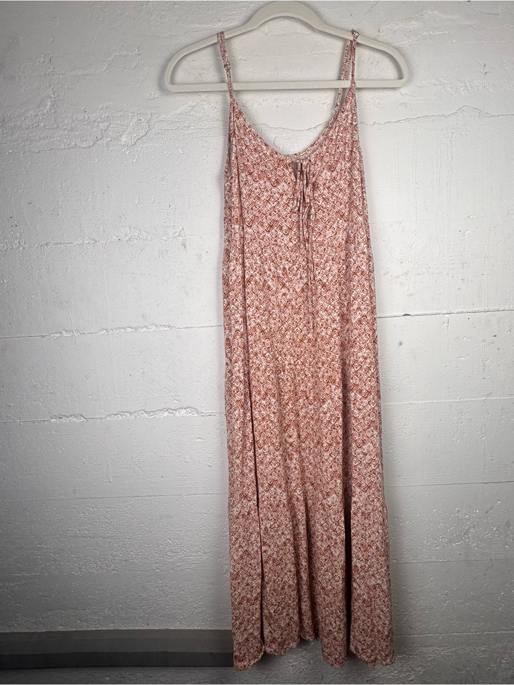 Dress Forum Pink Orange Floral Maxi Slip Dress with Tie Front boho Fall S